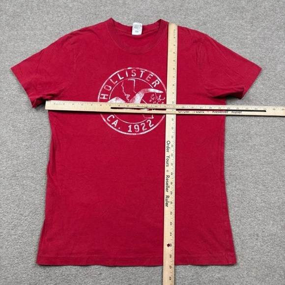 Vintage Hollister T Shirt Men's Size L Red Short Sleeve Crew Neck Y2K Tee - Picture 5 of 7
